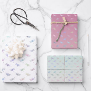 Dreamy Mint Aqua Lila Rosa Libellen Geschenkpapier Set