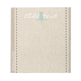 Dreamy Mint Stitch Cat Linen Look Hinzufügen Text Notizblock