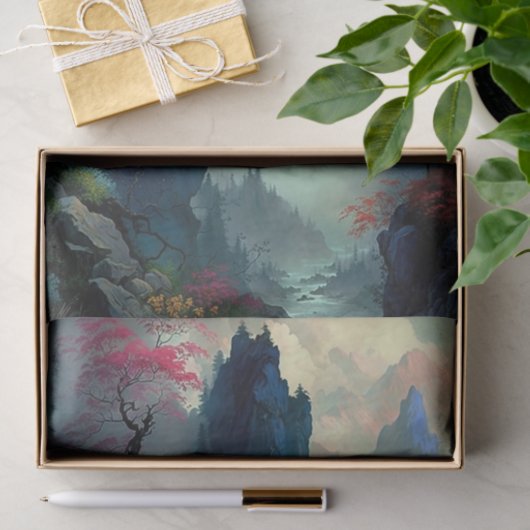 Dreamy Misty Mountain Landscape Tissue Paper Seidenpapier (Geschenk)