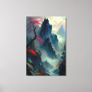 Dreamy Misty Mountain Landschaft Canvas Print Leinwanddruck