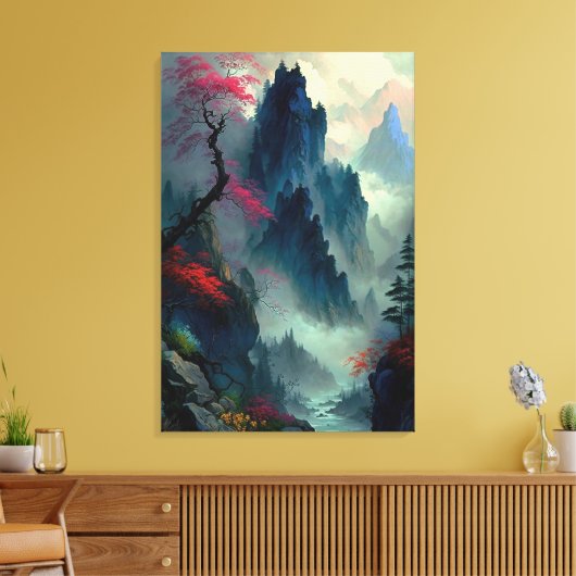 Dreamy Misty Mountain Landschaft Canvas Print Leinwanddruck (Insitu (Wohnzimmer))
