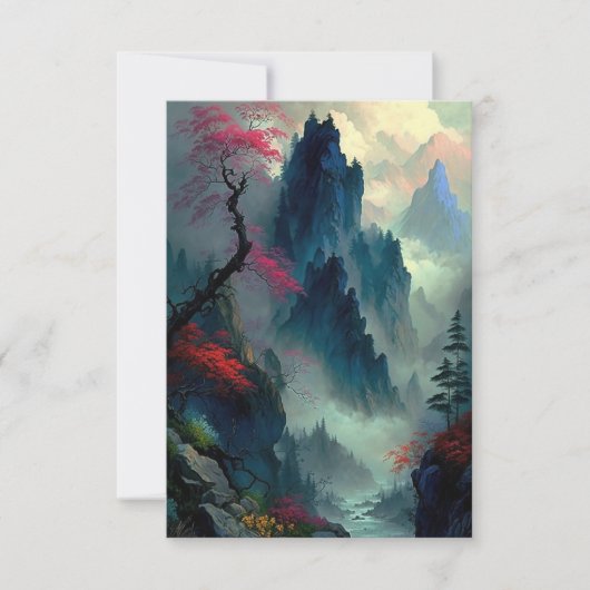 Dreamy Misty Mountain Landschaft Flachbild-Karte (Vorderseite)