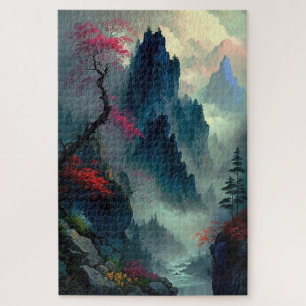 Dreamy Misty Mountain Landschaft Jigsaw Puzzle