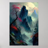 Dreamy Misty Mountain Landschaftsbild Poster (Vorne)