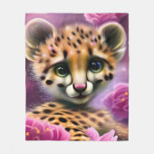 Dreamy Mit Augen Baby Cheetah Fleecedecke (Vorderseite)