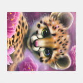 Dreamy Mit Augen Baby Cheetah Fleecedecke (Vorderseite (Horizontal))