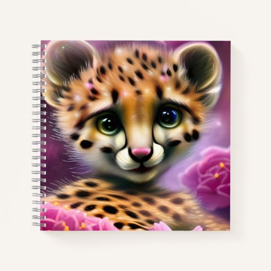 Dreamy Mit Augen Baby Cheetah Notizblock (Vorderseite)