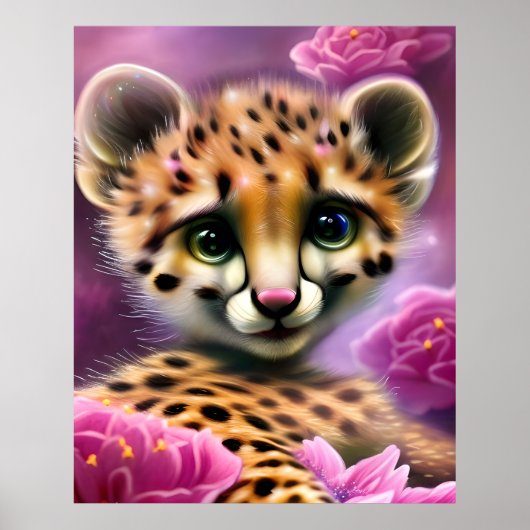 Dreamy Mit Augen Baby Cheetah Poster (Vorne)