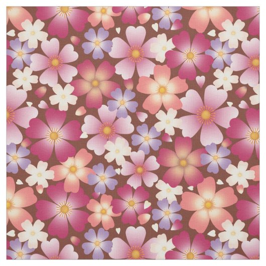 Dreamy Mixed Blüten auf braunem Medium Stoff (Muster)