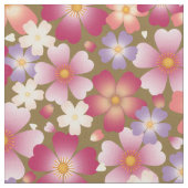 Dreamy Mixed Blüten auf Olive Medium Scale Blüte Stoff (Nahaufnahme)