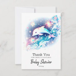 Dreamy Modern Dolphin Baby Dusche Dankeskarte