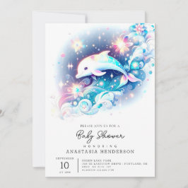 Dreamy Modern Dolphin Baby Dusche Einladung