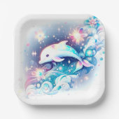 Dreamy Modern Dolphin Baby Dusche Pappteller (Vorderseite)