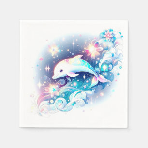 Dreamy Modern Dolphin Baby Dusche Serviette