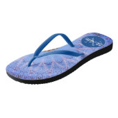 Dreamy Monogram Blue Mandala Monogram Badesandalen (Schrägansicht)