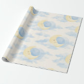 Dreamy Moon and Clouds Baby Wrapping Paper Geschenkpapier (Ungerollt)