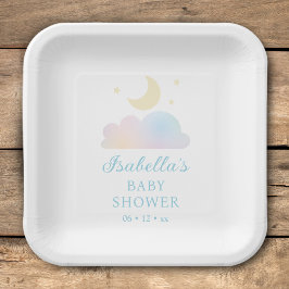 Dreamy Moon and Stars Cloud Nine Baby Dusche Pappteller