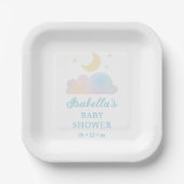 Dreamy Moon and Stars Cloud Nine Baby Dusche Pappteller (Vorderseite)