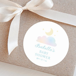 Dreamy Moon and Stars Cloud Nine Baby Dusche Runder Aufkleber
