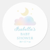 Dreamy Moon and Stars Cloud Nine Baby Dusche Runder Aufkleber (Vorderseite)