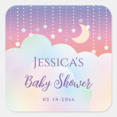 Dreamy Moon and Stars Gender Neutral Baby Dusche Quadratischer Aufkleber (Vorderseite)