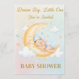 Dreamy Moon Baby Shower Invitation - Sleeping Baby Einladung