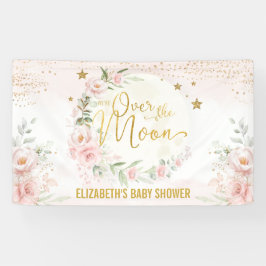 Dreamy Moon Blush Pink Floral Baby Girl Willkommen Banner