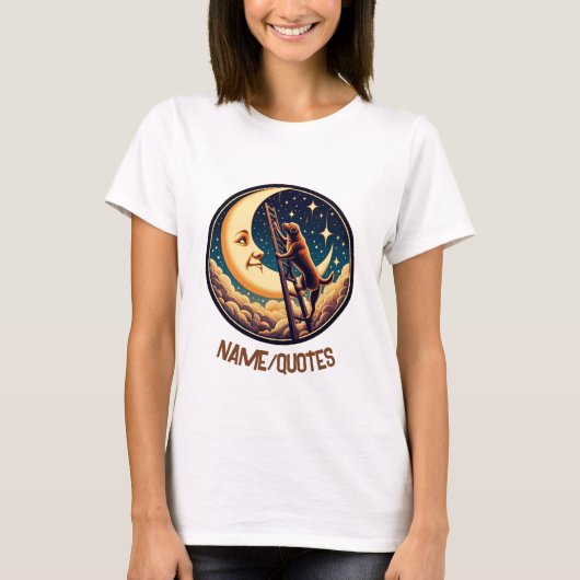 Dreamy Moon & Dog Climbing Ladder T-Shirt (Vorderseite)