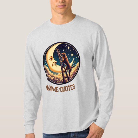 Dreamy Moon & Dog Climbing Ladder T-Shirt (Vorderseite)