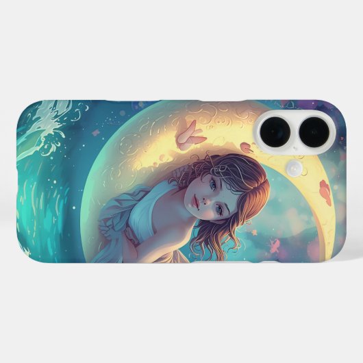 Dreamy Moon Girl iPhone Case Design | Cute Baby Mo (Rückseite (Horizontal))