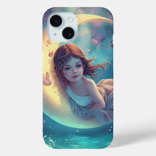 Dreamy Moon Girl iPhone Case Design | Cute Baby Mo (Rückseite)