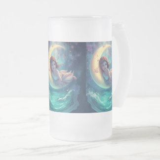 Dreamy Moon Girl Mug Design | Cute Baby Moon Art | Mattglas Bierglas
