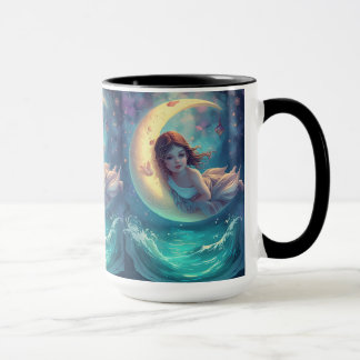 Dreamy Moon Girl Mug Design | Cute Baby Moon Art | Tasse