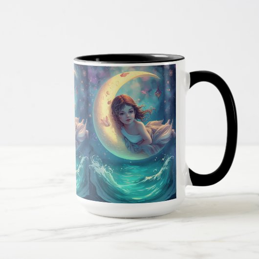 Dreamy Moon Girl Mug Design | Cute Baby Moon Art | Tasse (Rechts)