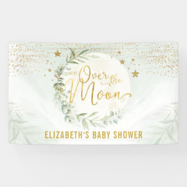 Dreamy Moon Star Greenery Gold Baby Dusche Willkom Banner