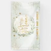 Dreamy Moon Star Greenery Gold Baby Dusche Willkom Banner (Vertikal)