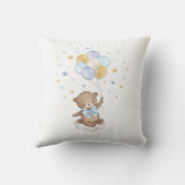 Dreamy Moon Teddy Bear Blue Gold Balloons Baby Boy Kissen (Rückseite)