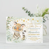Dreamy Moon Tiger Twinkle Little Star 1. Geburtsta Einladung (Stehend Vorderseite)