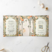 Dreamy Mughal Palace All in One Indian Wedding Dreifach Gefaltete Einladung (Innenseite)