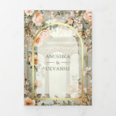 Dreamy Mughal Palace All in One Indian Wedding Dreifach Gefaltete Einladung (Cover)