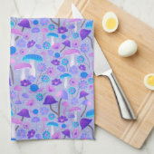 Dreamy Mushroom Forest Lila Türkis Geschirrtuch (Viertel Falte)