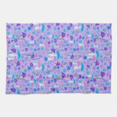 Dreamy Mushroom Forest Lila Türkis Geschirrtuch (Horizontal)
