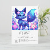 Dreamy Mythical Fox Baby Dusche Einladung (Stehend Vorderseite)