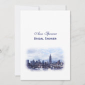 Dreamy Navy Blue NYC Skyline Brautparty V Einladung (Vorderseite)