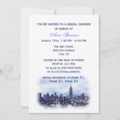 Dreamy Navy Blue NYC Skyline Brautparty V Einladung (Rückseite)