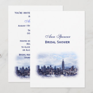 Dreamy Navy Blue NYC Skyline Brautparty V Einladung