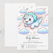 Dreamy Niedlich Dinosaur Babydusche Einladung (Vorne/Hinten)