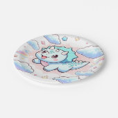 Dreamy Niedlich Dinosaur Babydusche Pappteller (Schrägansicht)