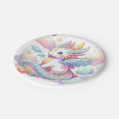 Dreamy Niedlich Dragon Baby Shower Pappteller (Schrägansicht)