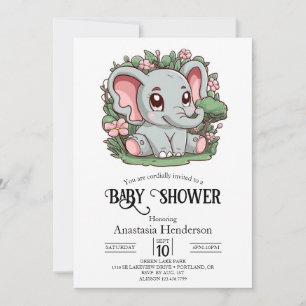 Dreamy Niedlich Elephant Digital Baby Shower Einladung
